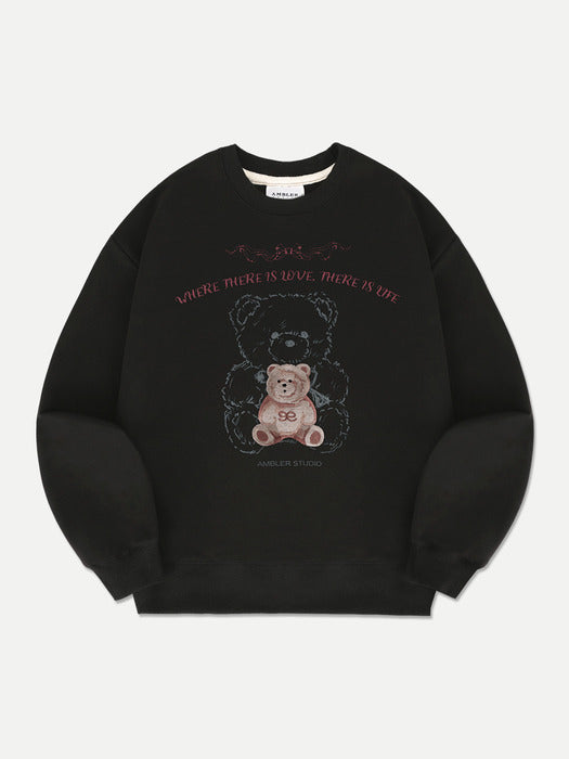 [ambler] Love Life Bear Sweatshirt AMM1207 (Black)