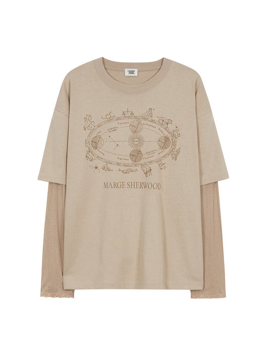 LACE LAYERED T-SHIRT_beige