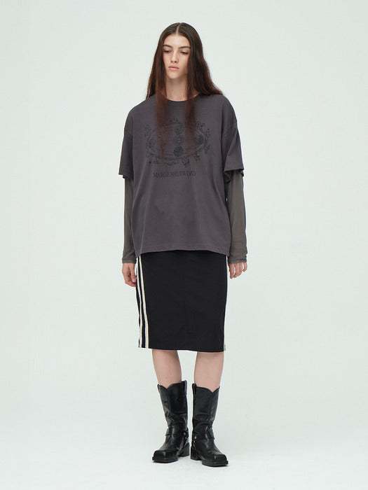 LACE TRACK MIDI SKIRT_black