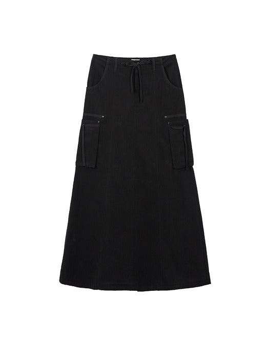 DRAW STRING LONG SKIRT_black