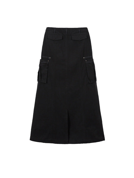 DRAW STRING LONG SKIRT_black