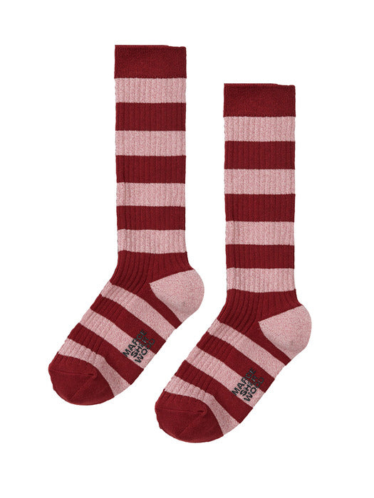 METAL STRIPE SOCKS_red stripe