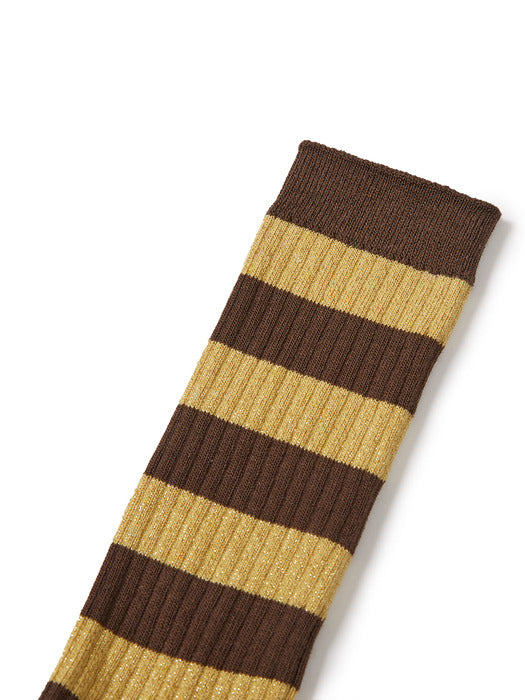 METAL STRIPE SOCKS_brown stripe