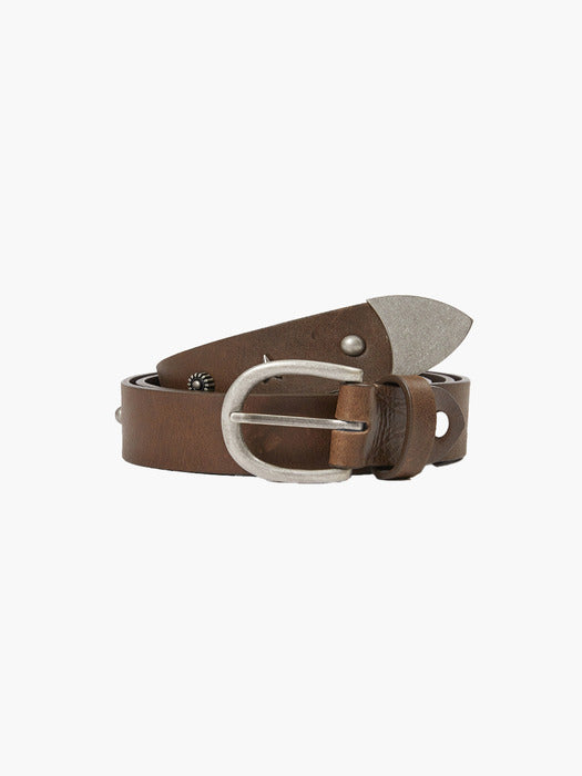 Margesherwood Leather Stud Belt washed brown pull-up