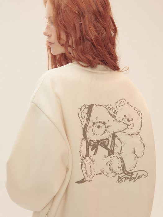 [ambler] Love Chu Bear Sweatshirt AMM1215 (Ivory)