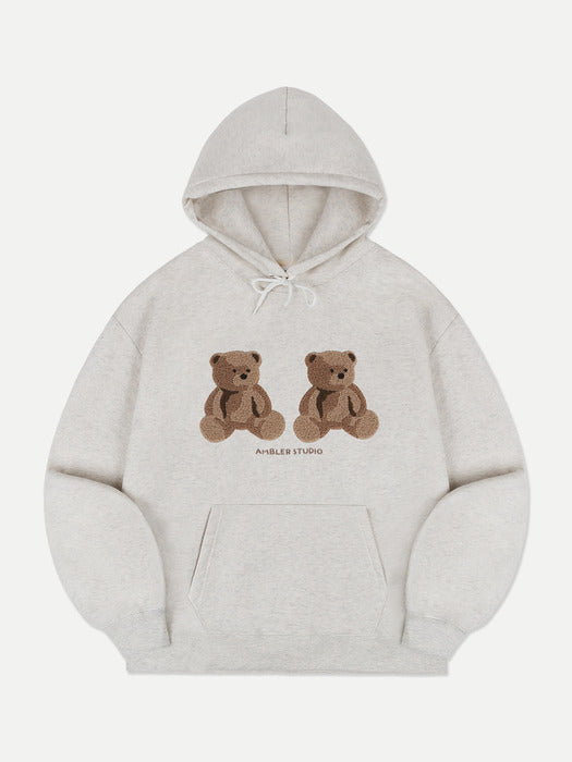 [ambler] Big twin bear Hoodie AHP1108 (Oatmeal)