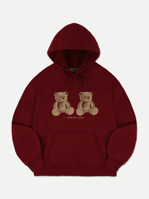 [ambler] Big twin bear Hoodie AHP1108 (Burgundy)