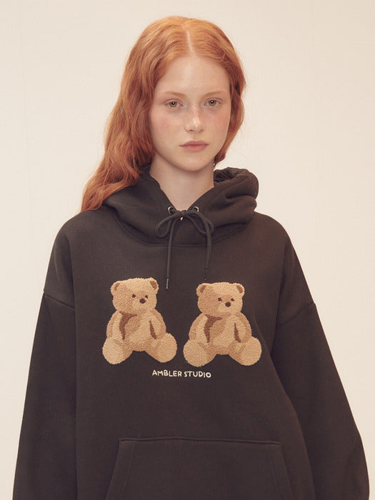 [ambler] Big twin bear Hoodie AHP1108 (Black)
