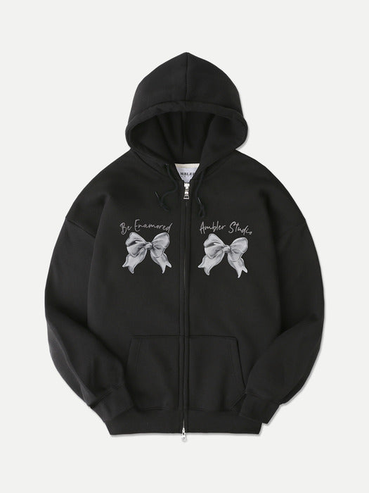 [ambler] Metal Ribbon Hoodie Zip-UP AZIP701 (Black)