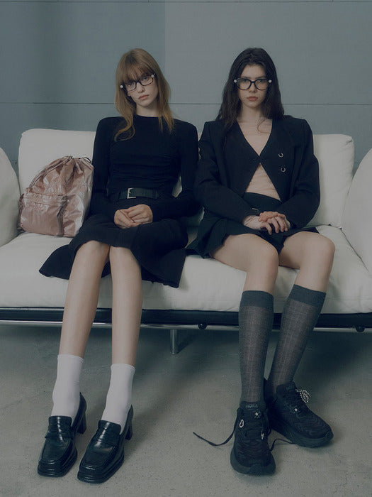 [raive] Ring Button Crop Jacket in Black VW4AJ051-10