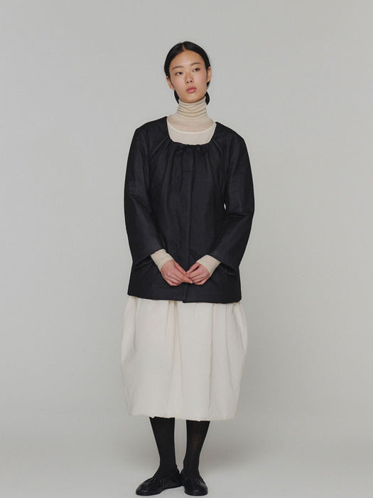 [amomento] SHEER PADDED JACKET(BLACK)