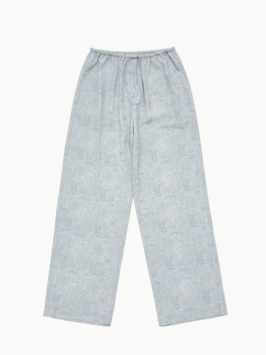 Amomento Floral Drawstring Pajama Pants(Blue)