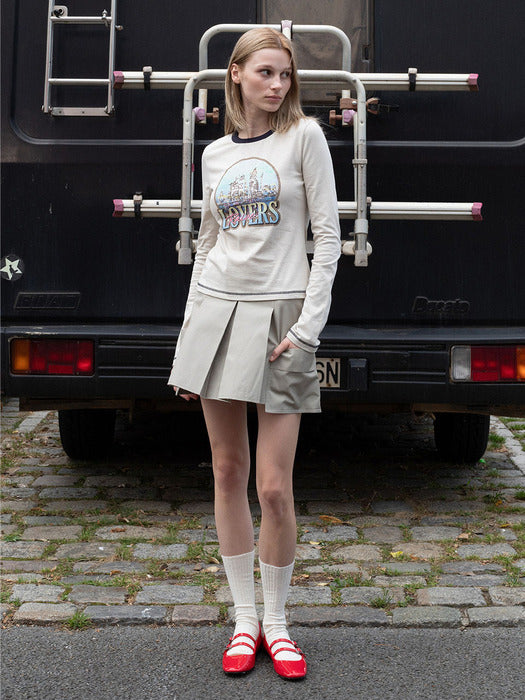 [raive] Tuck Point Mini Skirt in Khaki VW4AS325-42