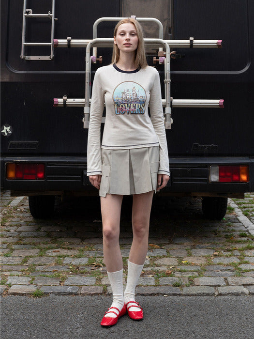 [raive] Tuck Point Mini Skirt in Khaki VW4AS325-42