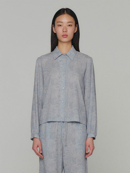 [amomento] FLORAL PAJAMA BLOUSE(BLUE)