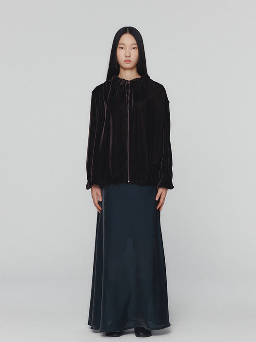 [amomento] VELVET DRAWSTRING MAXI SKIRT(2COLORS)