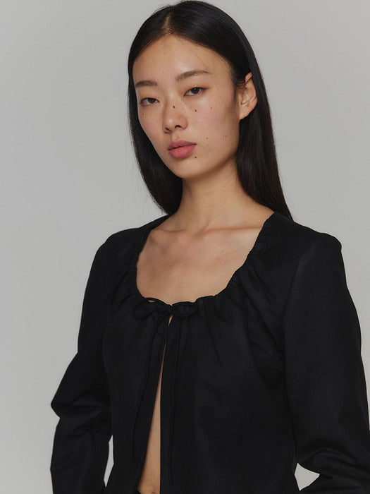 [amomento] SHEER PADDED CROPPED JACKET(2COLORS)