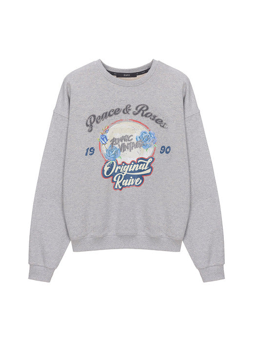 [raive] Rose Mirror Ball Graphic Sweatshirt VW4WE112_2color
