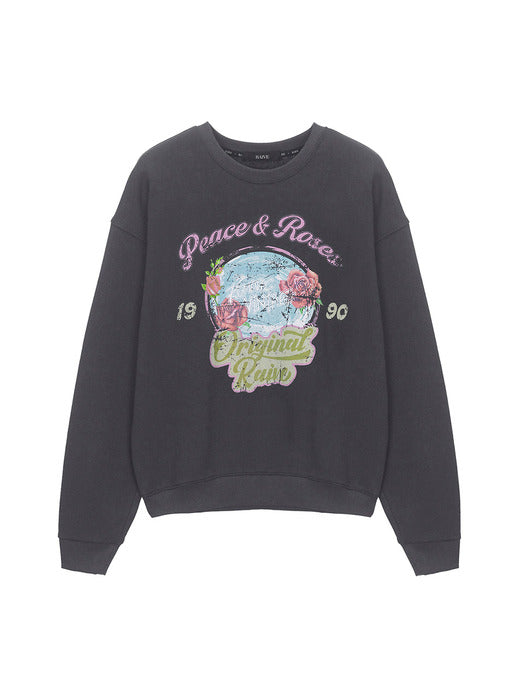 [raive] Rose Mirror Ball Graphic Sweatshirt VW4WE112_2color