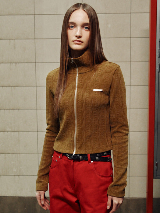 [raive] (Color Added) Cable 2way Knit Zip-up VW4AM061_2color