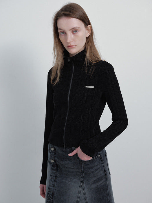 [raive] (Color Added) Cable 2way Knit Zip-up VW4AM061_2color