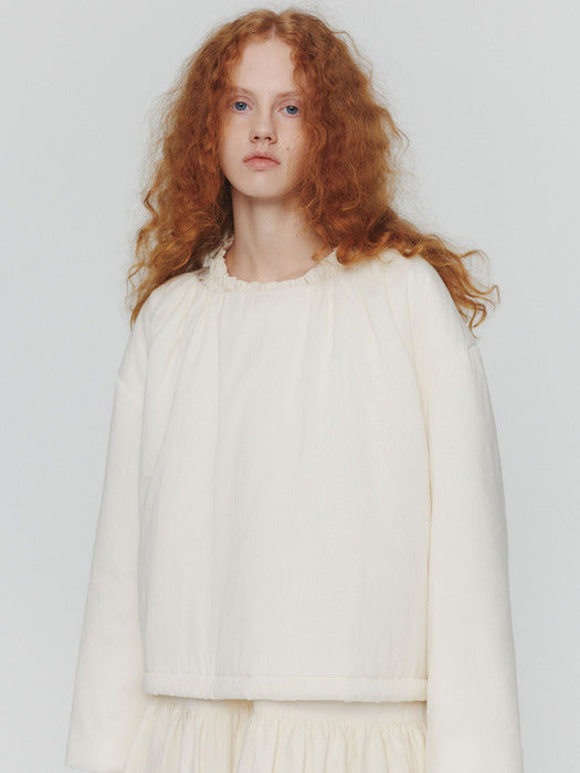 [amomento] SHEER ROUND NECK PADDED TOP(2COLORS)