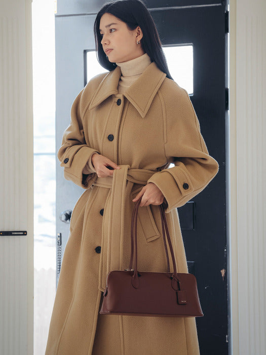 [TILLIDIE] Sonnet wide leather shoulder bag_Brick