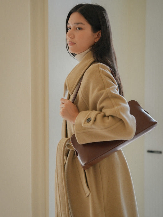 [TILLIDIE] Sonnet wide leather shoulder bag_Brick