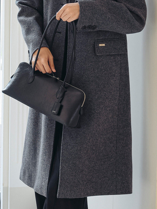 [TILLIDIE] Sonnet wide leather shoulder bag_Black