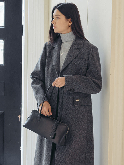 [TILLIDIE] Sonnet wide leather shoulder bag_Black