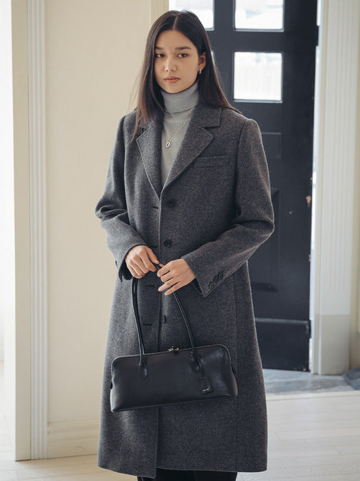 [TILLIDIE] Sonnet wide leather shoulder bag_Black