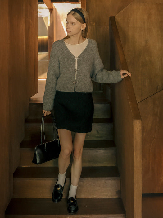 [TILLIDIE] Dylan wool boucle skirt_Black