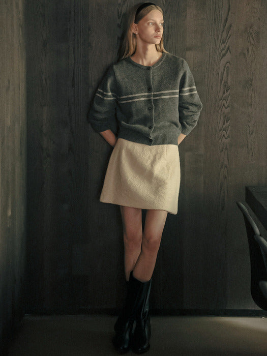 [TILLIDIE] Dylan wool boucle skirt_Ivory