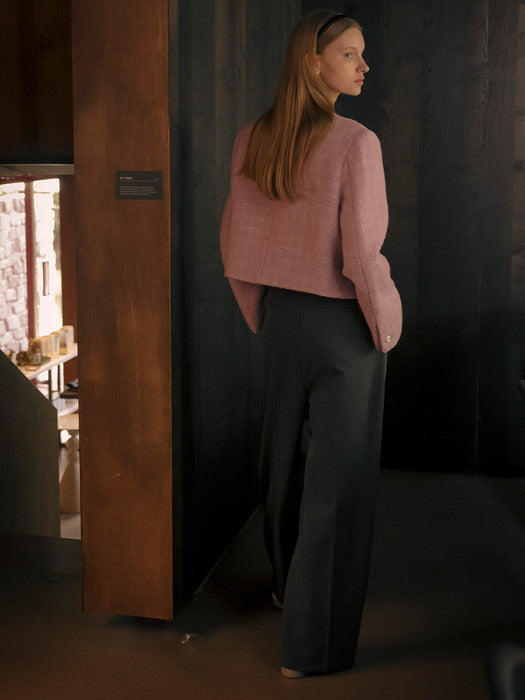 [TILLIDIE] Modern two tuck wool slacks_Charcoal