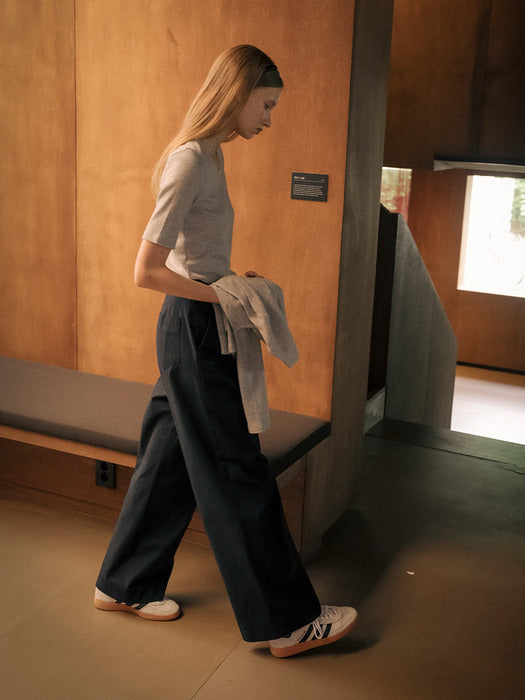 [TILLIDIE] Relax cotton twill pants_Navy