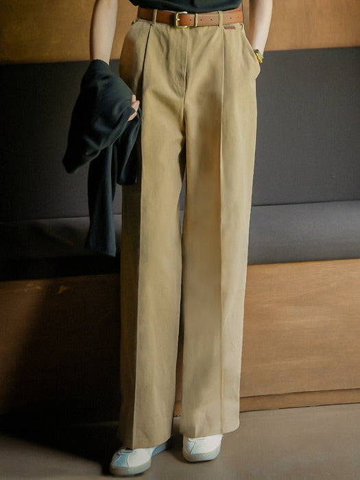 [TILLIDIE] Relax cotton twill pants_Beige