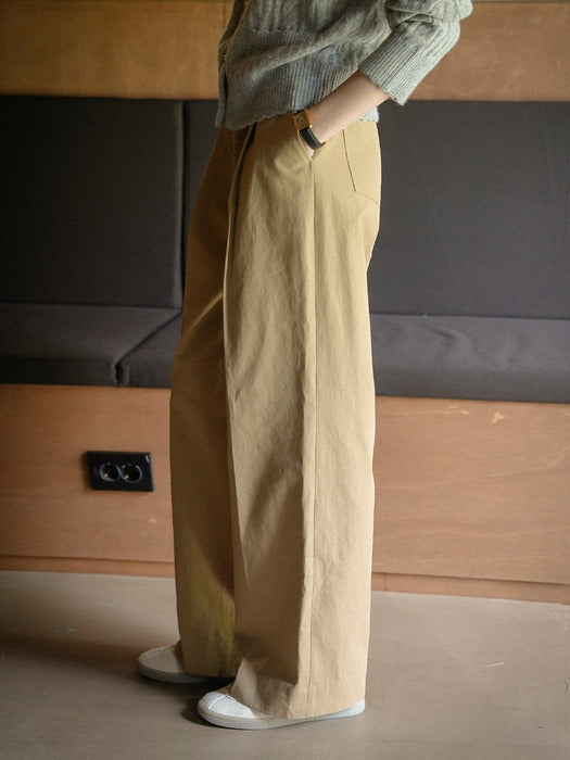 [TILLIDIE] Relax cotton twill pants_Beige