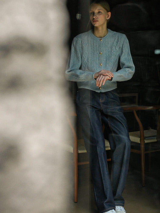 [TILLIDIE] Lucid stitch point straight denim pants_Indigo