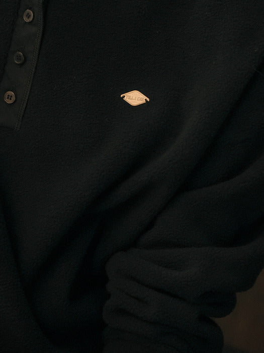 [TILLIDIE] Owen henry neck fleece t-shirt_Black