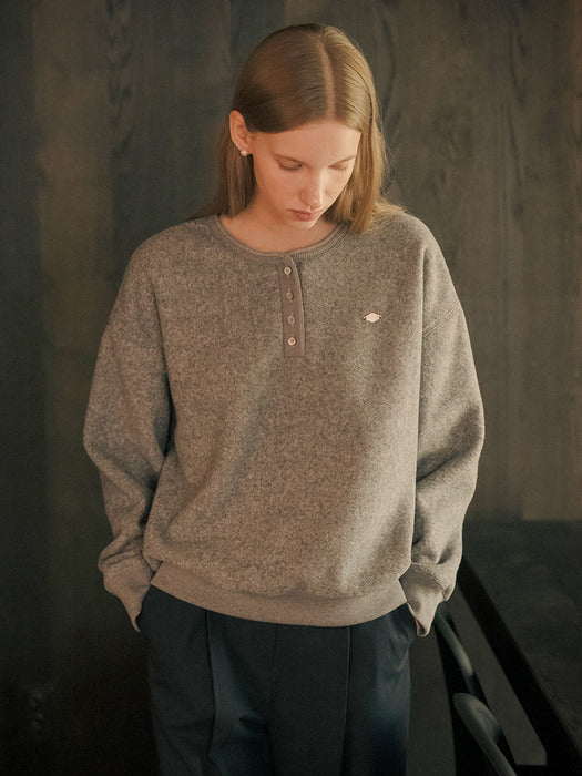 [TILLIDIE] Owen henry neck fleece t-shirt_Gray