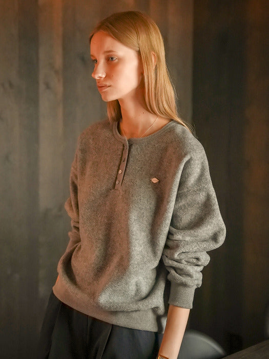 [TILLIDIE] Owen henry neck fleece t-shirt_Gray