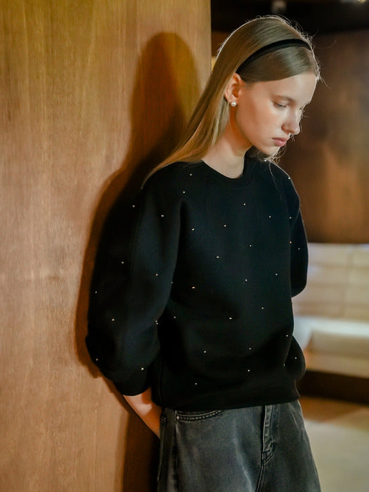 [TILLIDIE] Ornament stud raglan MTM_Black