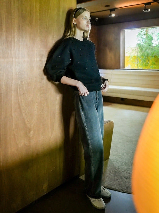 [TILLIDIE] Ornament stud raglan MTM_Black