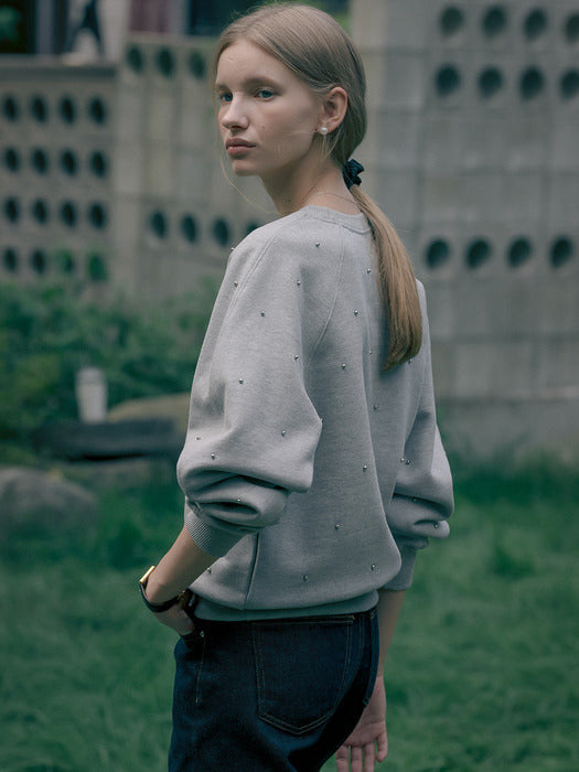 [TILLIDIE] Ornament stud raglan MTM_Melange