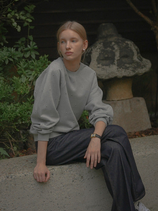 [TILLIDIE] Ornament stud raglan MTM_Melange