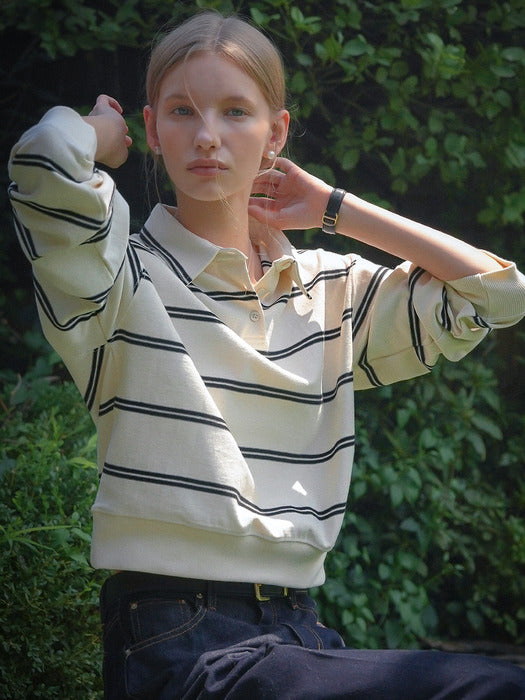 Tillidie Double stripe collar Mtm Ivory