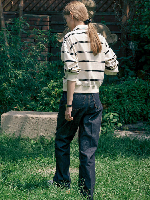 Tillidie Double stripe collar Mtm Ivory
