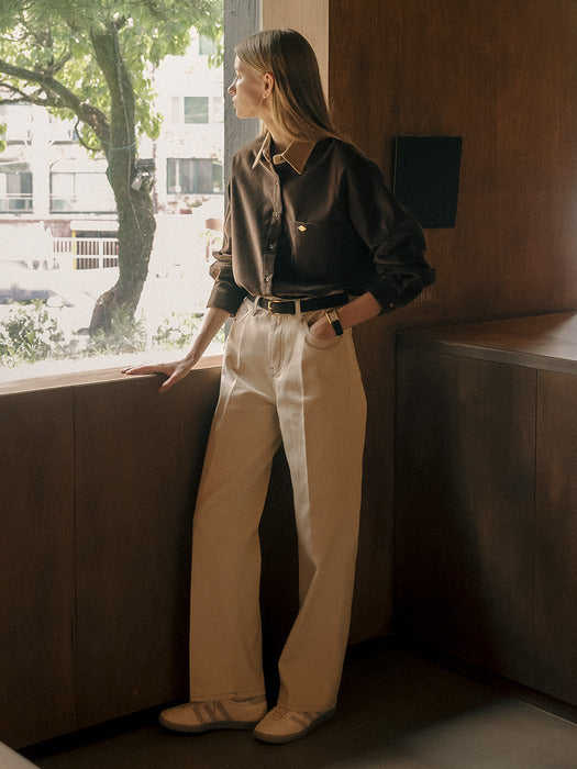 [TILLIDIE] Nella collar point corduroy shirt_Brown