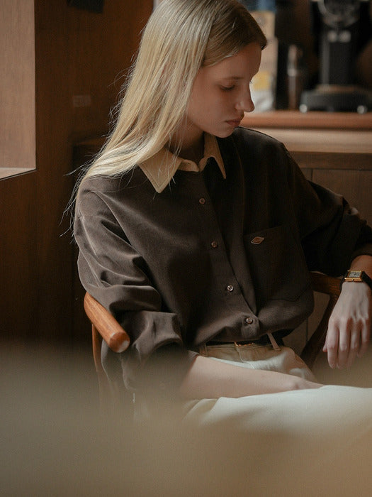 Tillidie Nella collar point corduroy shirt Brown