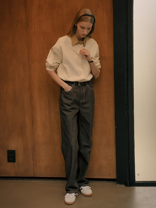 [TILLIDIE] Nella collar point corduroy shirt_Ivory